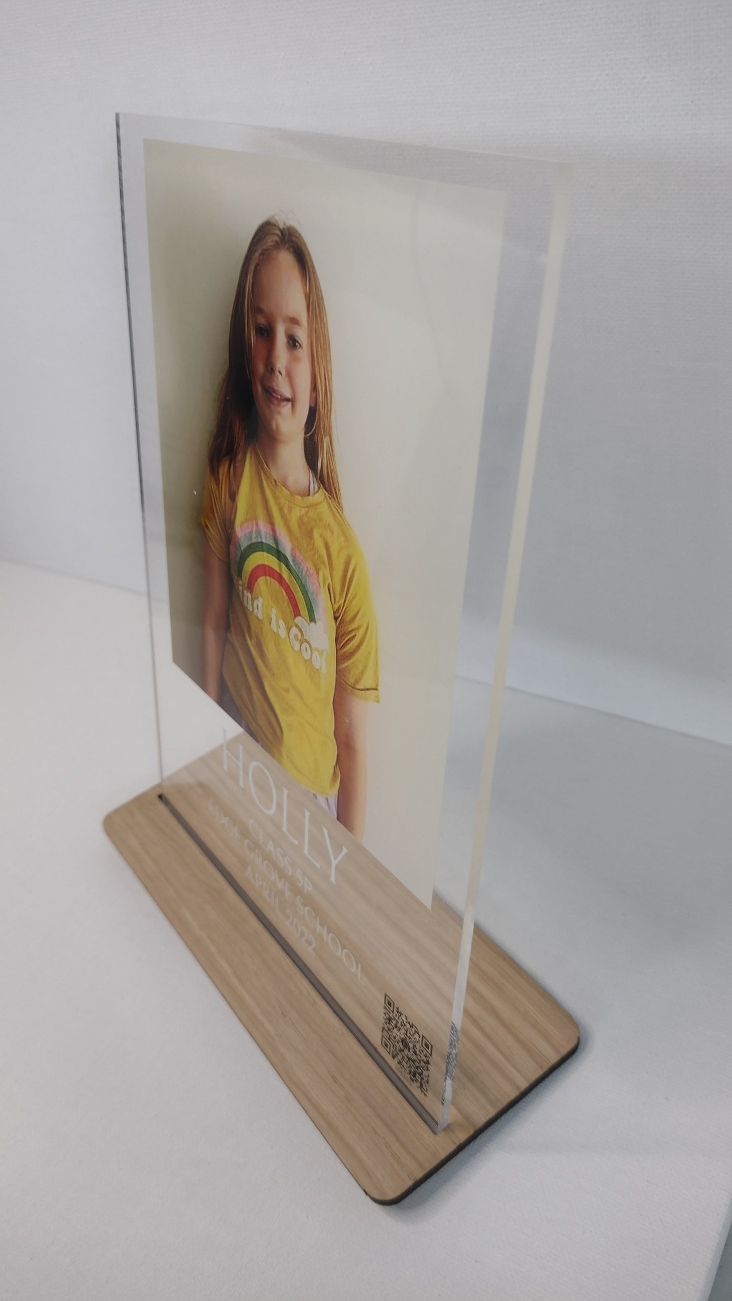 A5 clear 3mm Acrylic Plaque with stand, packing and postage